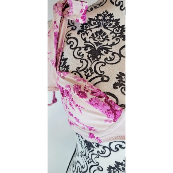 SAME LOS ANGELES BIKINY TOP SMALL WOMENS WHITE/PINk UNDERWIRE FRENCH FLORAL SWIM - Picture 6 of 8